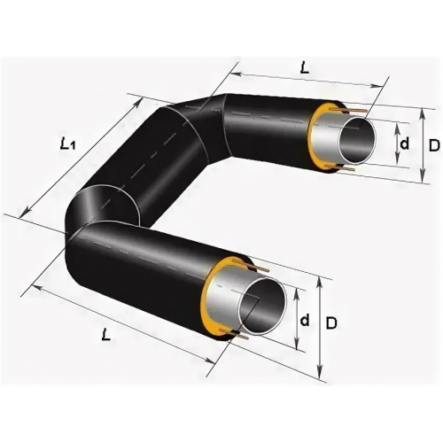 П-образный компенсатор ППУ ПЭ тип 2 Ст20 57х4х38,5х1000 мм ГОСТ 10704-91